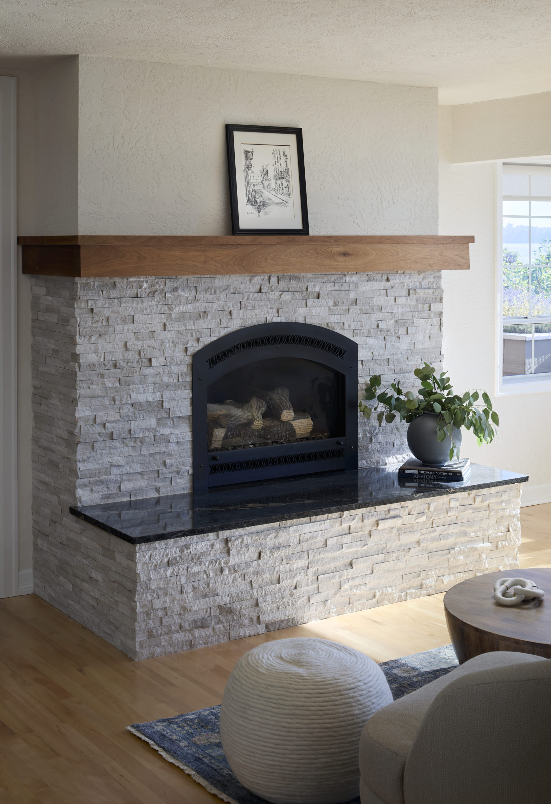 Living Room Fireplace after remodeling.